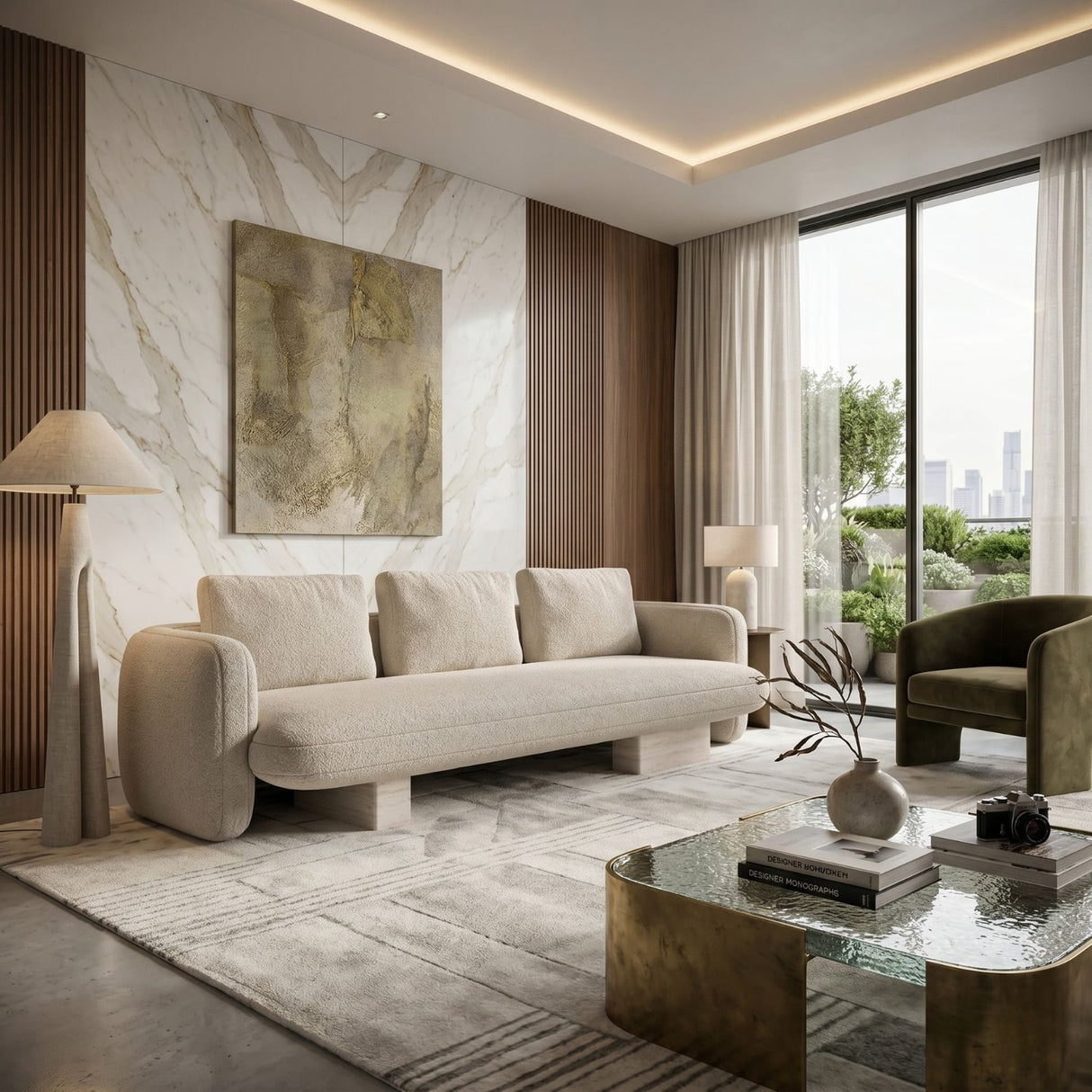   Ecru Linen Sofa | Oroa.com