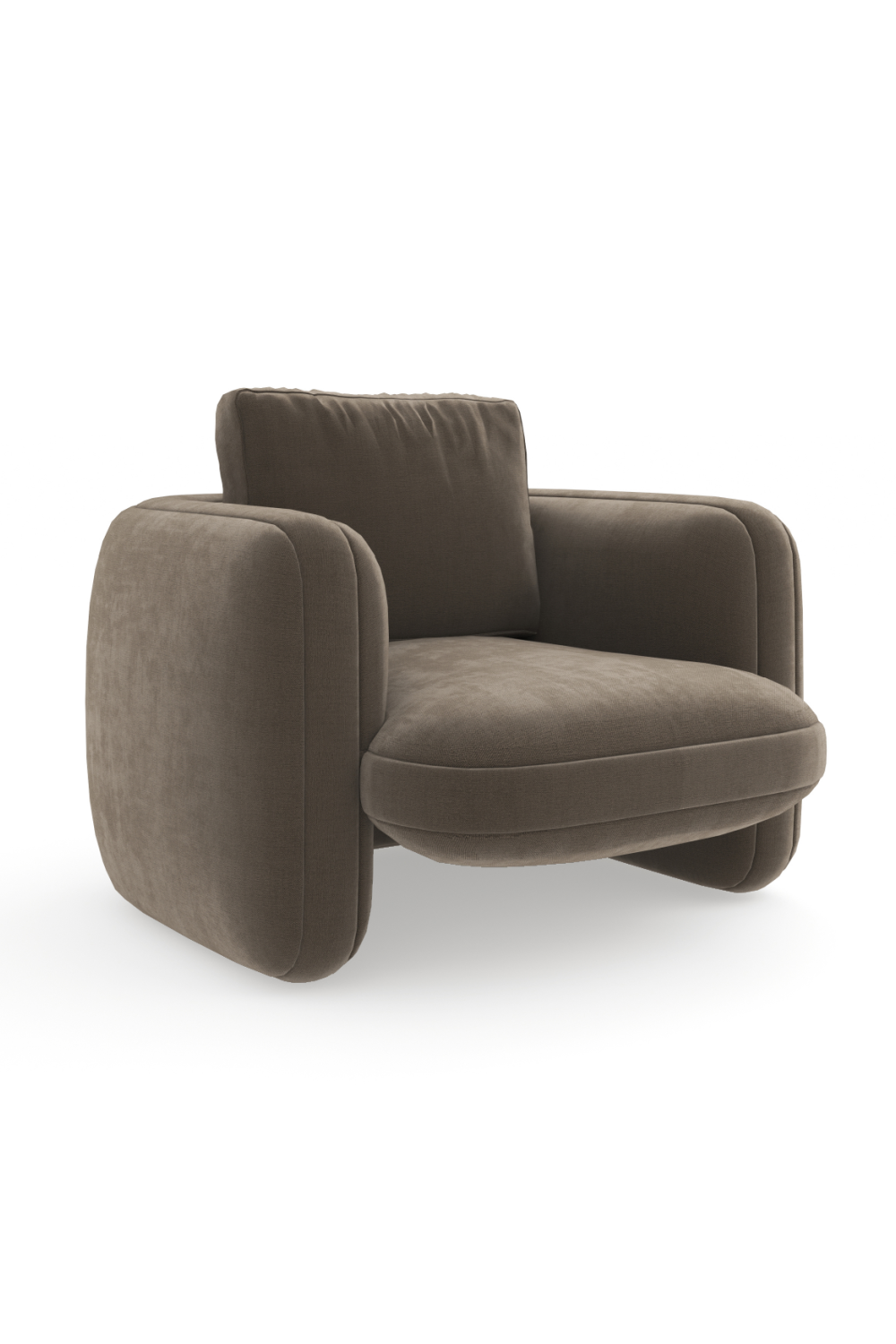   Taupe Velvet Lounge Chair | Oroa.com