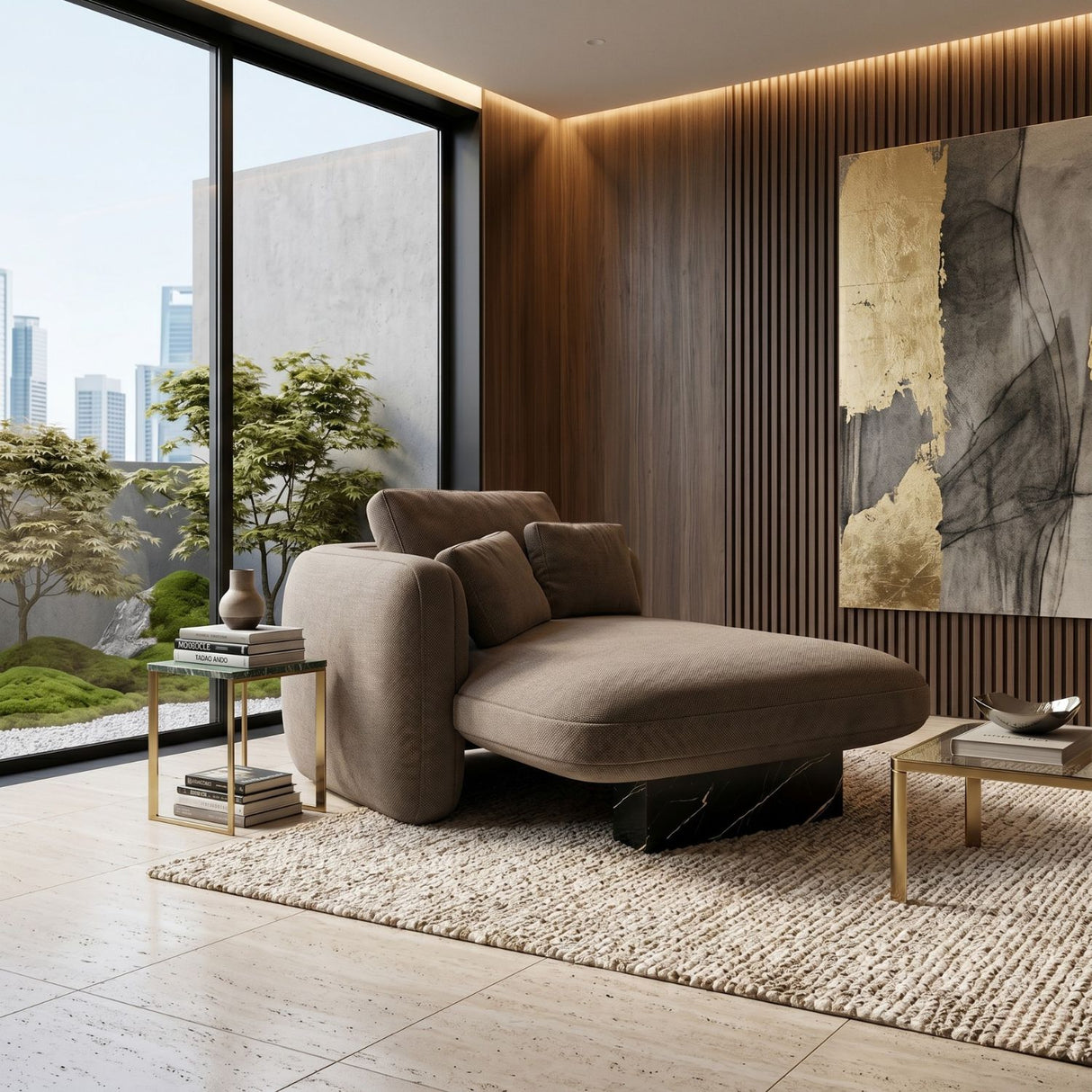   Taupe Velvet Left Chaise | Oroa.com