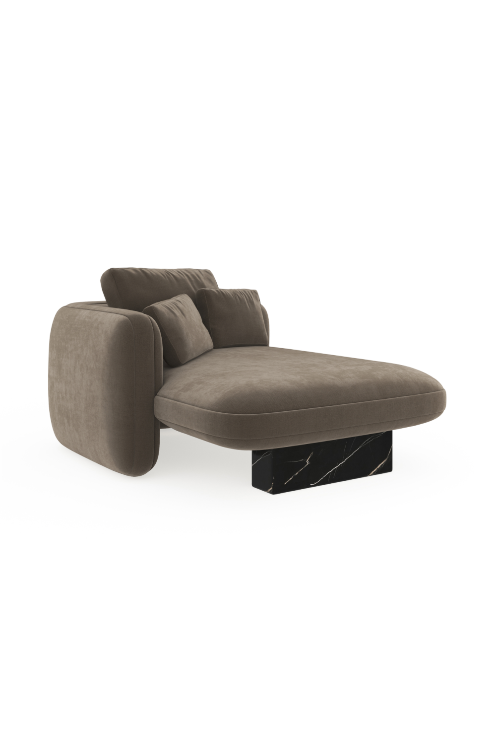   Taupe Velvet Left Chaise | Oroa.com