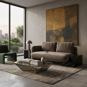  Taupe Velvet Loveseat | Oroa.com