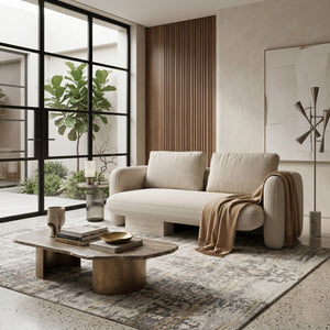   Ecru Linen Loveseat | Oroa.com