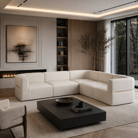   Ribbed Linen Sectional Sofa | Oroa.com