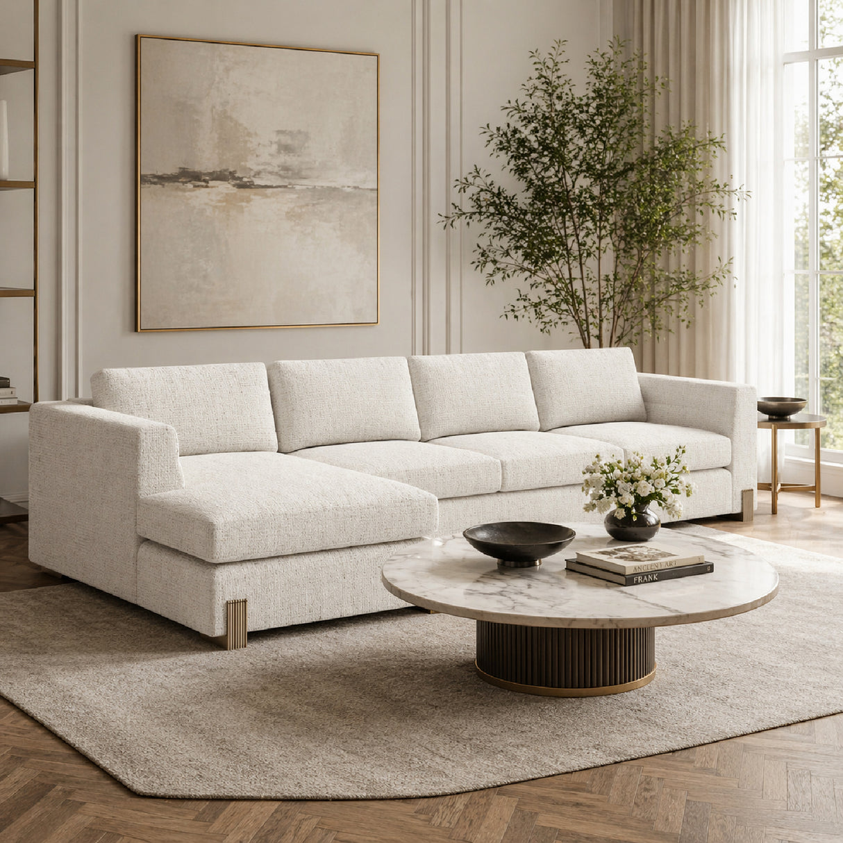   Beige Woven Chaise Lounge L | Oroa.com