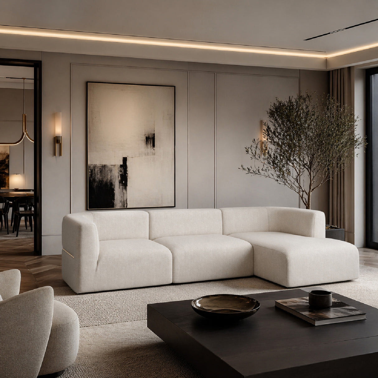   Ribbed Linen Sectional Sofa | Oroa.com