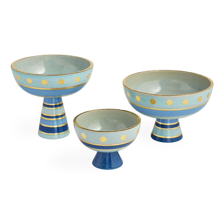   Hand-Painted Stoneware Pedestal Bowl M | Oroa.com