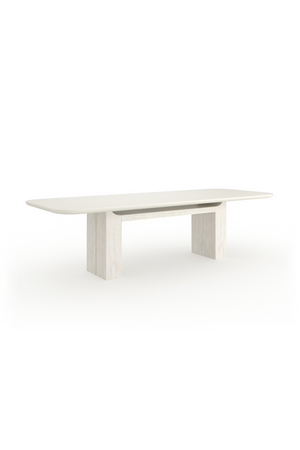   Travertine Pedestal Rectangular Dining Table | Oroa.com