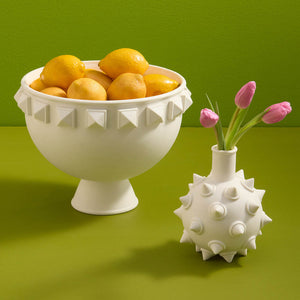   White Pocelain Pedestal Bowl L | Oroa.com