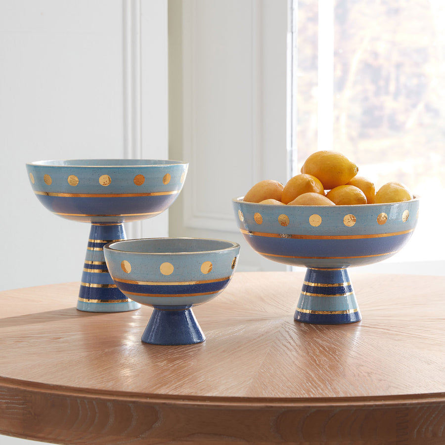   Hand-Painted Stoneware Pedestal Bowl M | Oroa.com