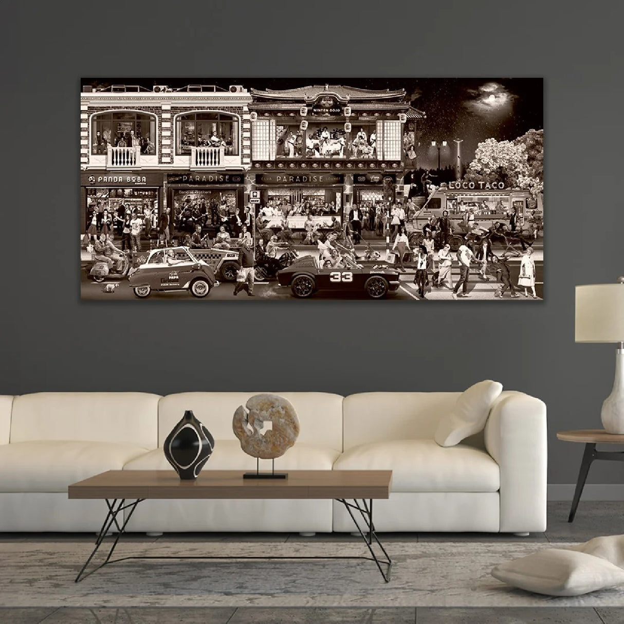  City Crowd Photographic Sepia Art | Oroa.com