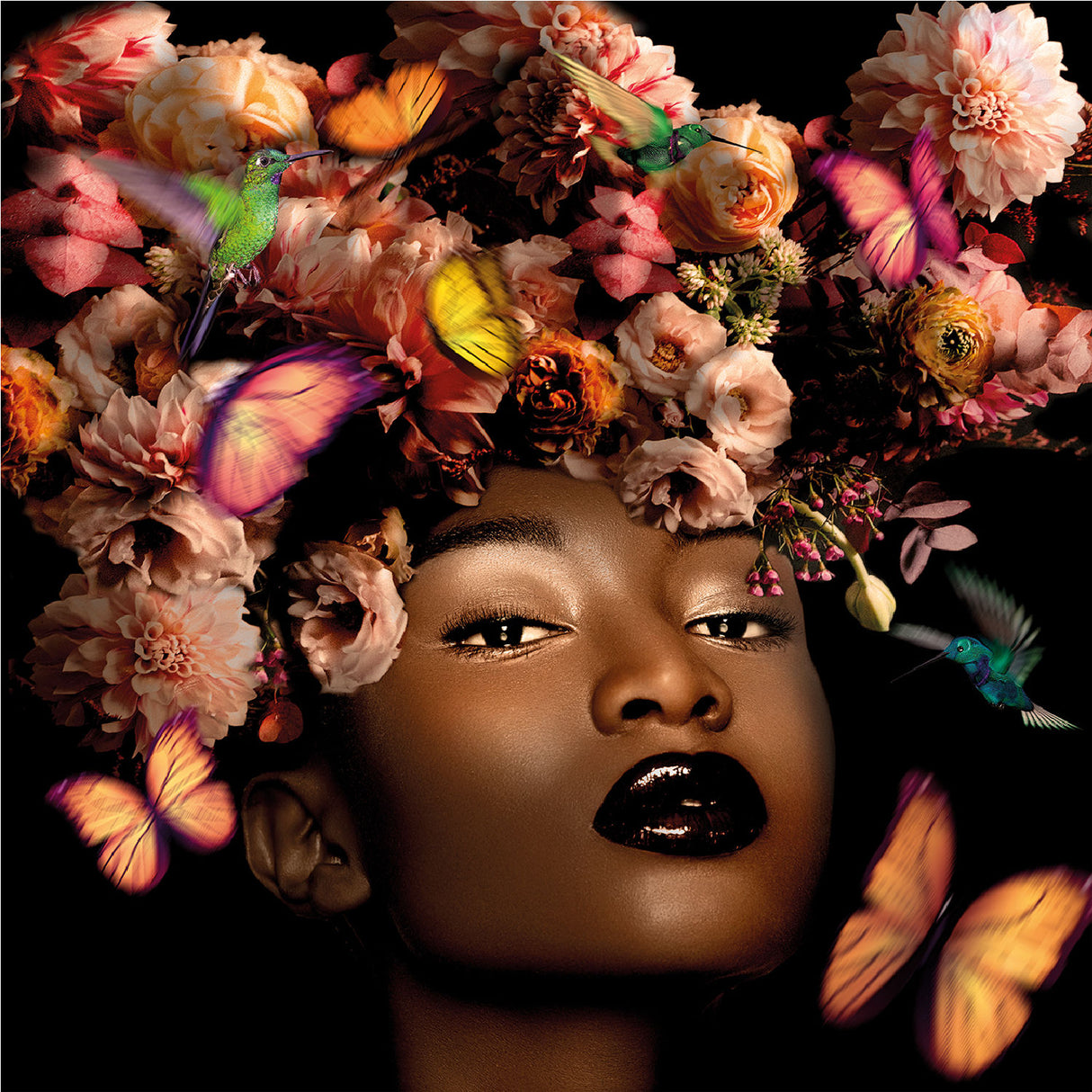   Floral Headdressed Woman Photographic Art | Oroa.com