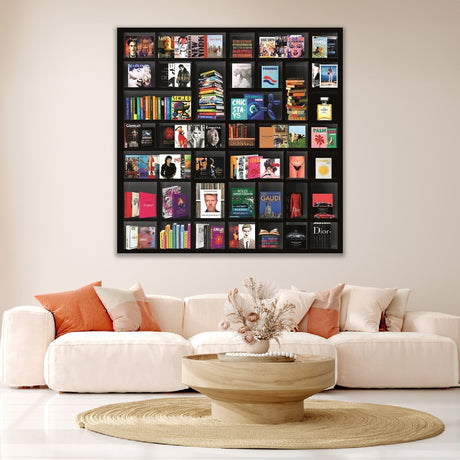   Black Shelf with Books Photographic Art | Oroa.com