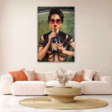   Modern European furniture - Woman Sipping Champagne Photographic Art - www.oroa.com | Oroa.com