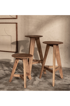   Round Teak Wood Bar Stool | Oroa.com