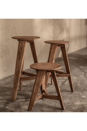   Round Teak Wood Bar Stool | Oroa.com