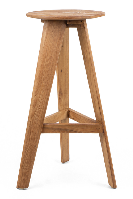   Round Teak Wood Bar Stool | Oroa.com