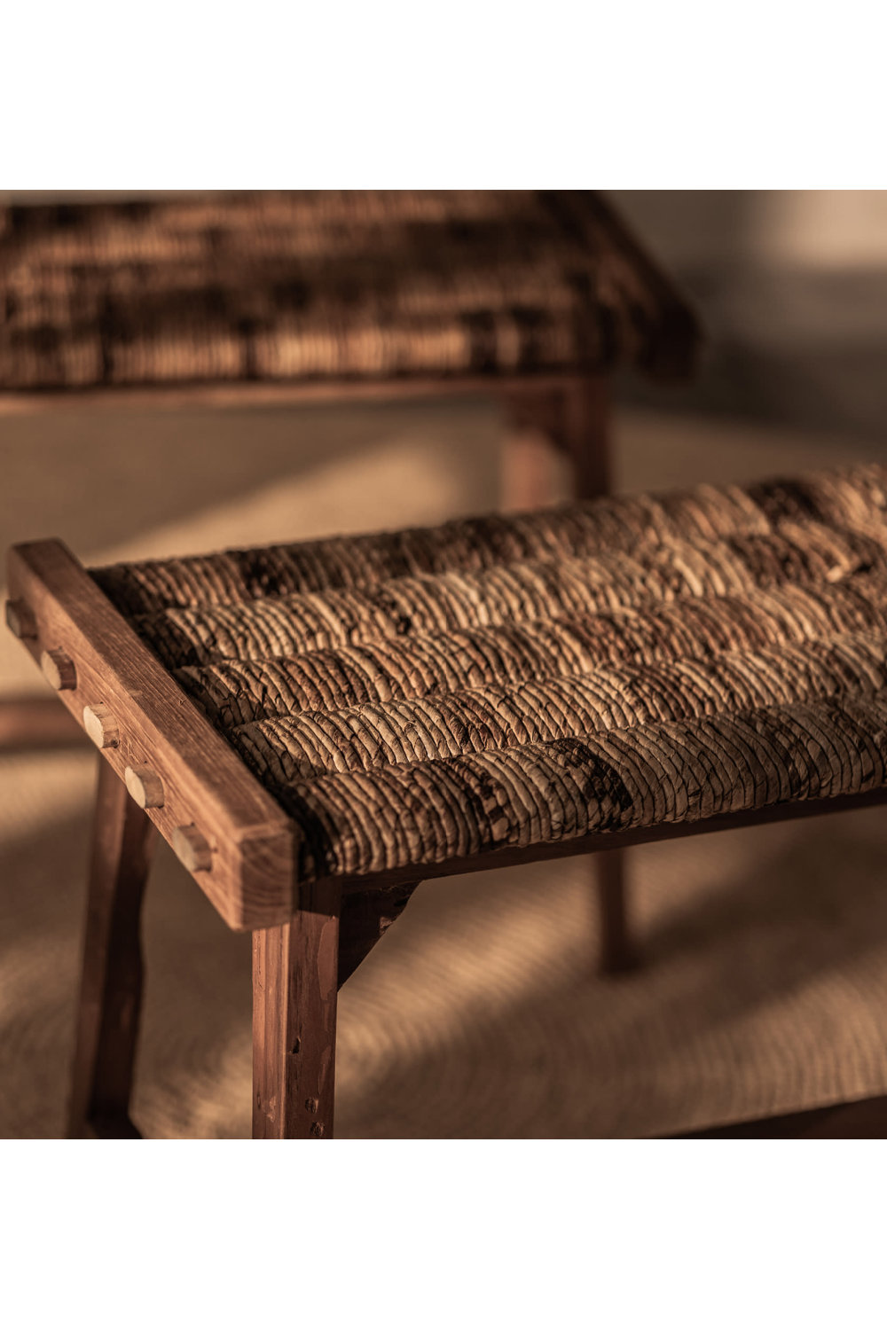   Two-Toned Woven Abaca Bench | Oroa.com