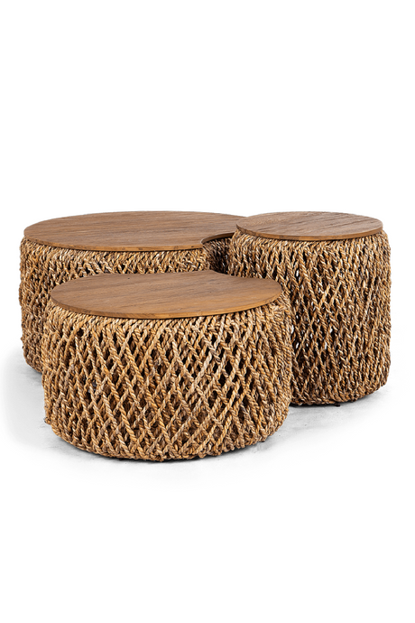   Round Abaca Coffee Table Set (3) | Oroa.com