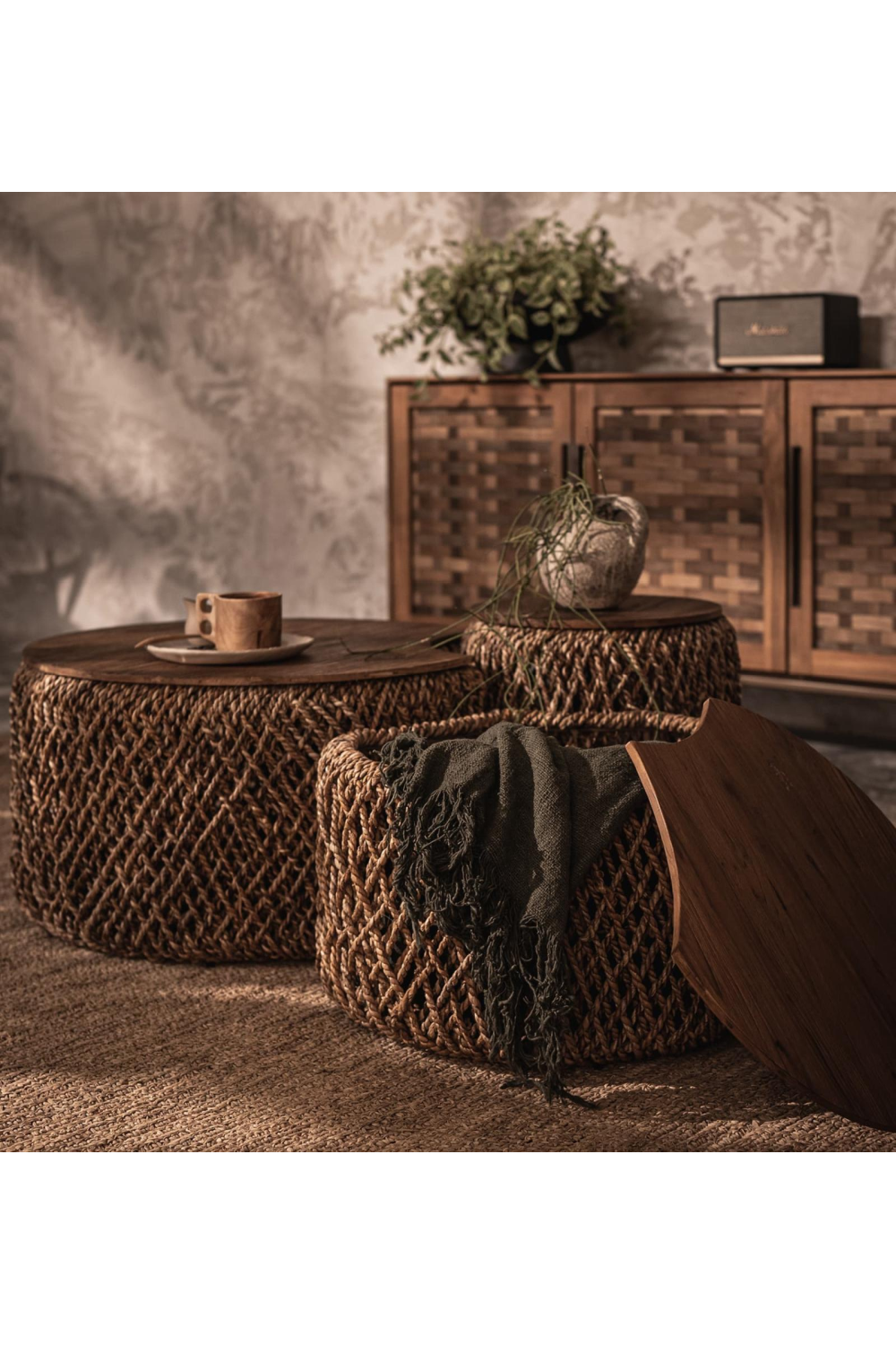   Round Abaca Coffee Table Set (3) | Oroa.com