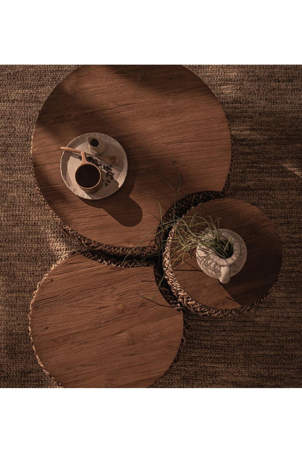   Round Abaca Coffee Table Set (3) | Oroa.com