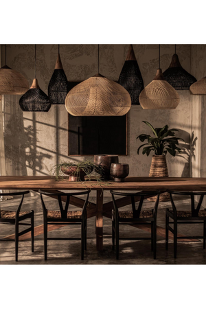   Black Braided Rattan Pendant Lamp | Oroa.com