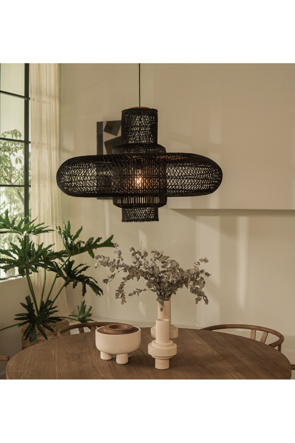   Black Rattan Modern Lampshade | Oroa.com
