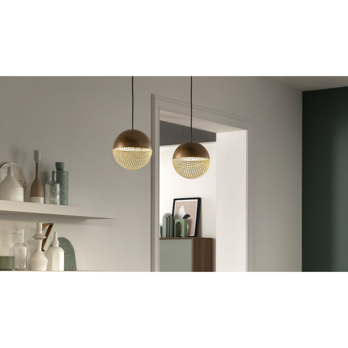   Round Metal Mesh Dual Pendant Lamp | Oroa.com