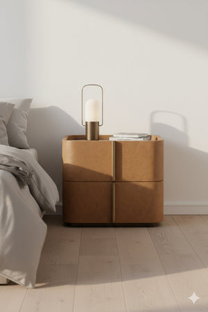   Modern European furniture - Leather-Look 2-Drawer Nightstand - www.oroa.com | Oroa.com