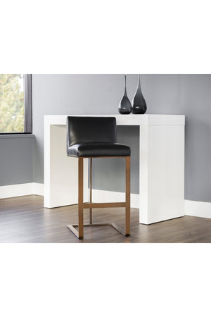   Modern European furniture - Black Leather Cantilevered Bar Stool  - www.oroa.com | Oroa.com