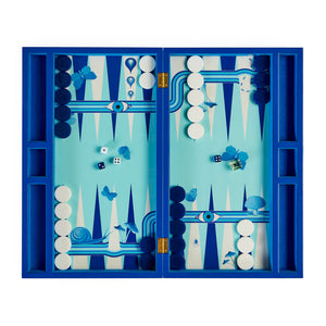   Blue Lacquer Backgammon Set | Oroa.com