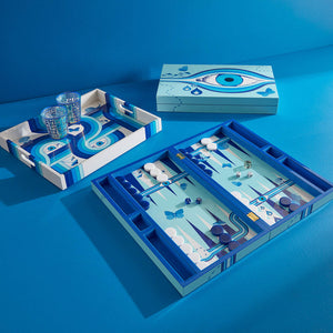   Blue Lacquer Backgammon Set | Oroa.com