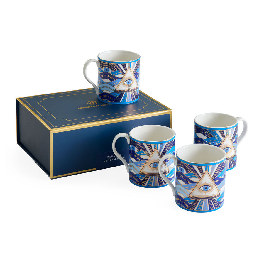   Eye Motif Gilded Porcelain Mugs (4) | Oroa.com