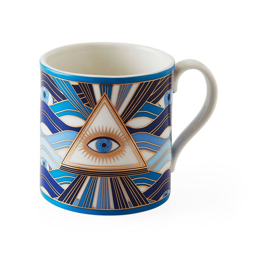   Eye Motif Gilded Porcelain Mugs (4) | Oroa.com