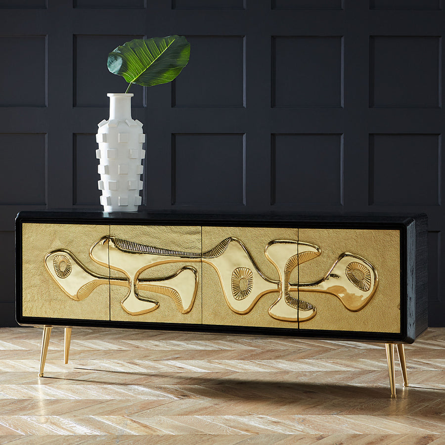   Hammered Brass 4-Door Sideboard | Oroa.com