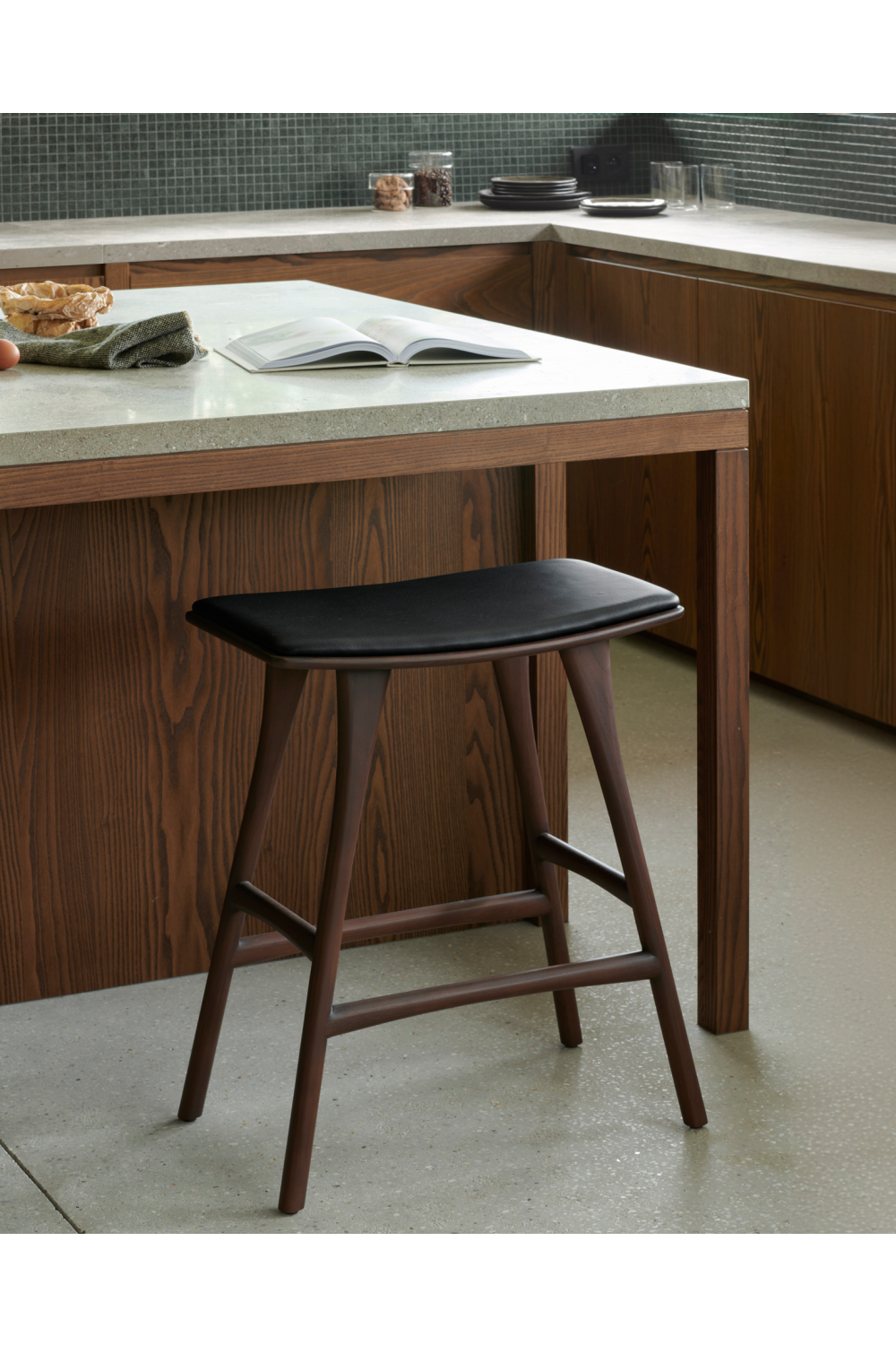   Varnished Teak Counter Stool | Oroa.com