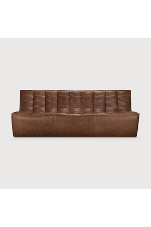   Brown Leather Modular Sofa | Oroa.com