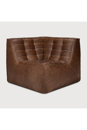   Brown Leather Modular Sofa | Oroa.com