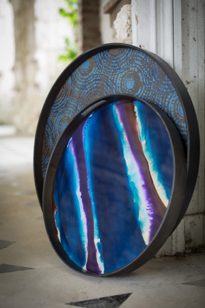   Tribal Print Round Wooden Tray | Oroa.com