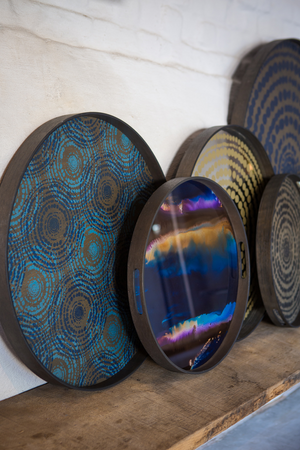   Tribal Print Round Wooden Tray | Oroa.com