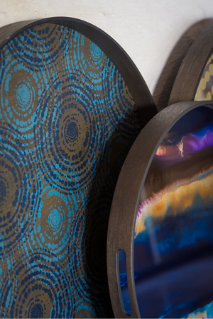   Tribal Print Round Wooden Tray | Oroa.com