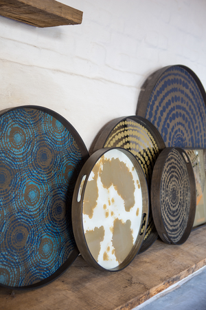   Tribal Print Round Wooden Tray | Oroa.com
