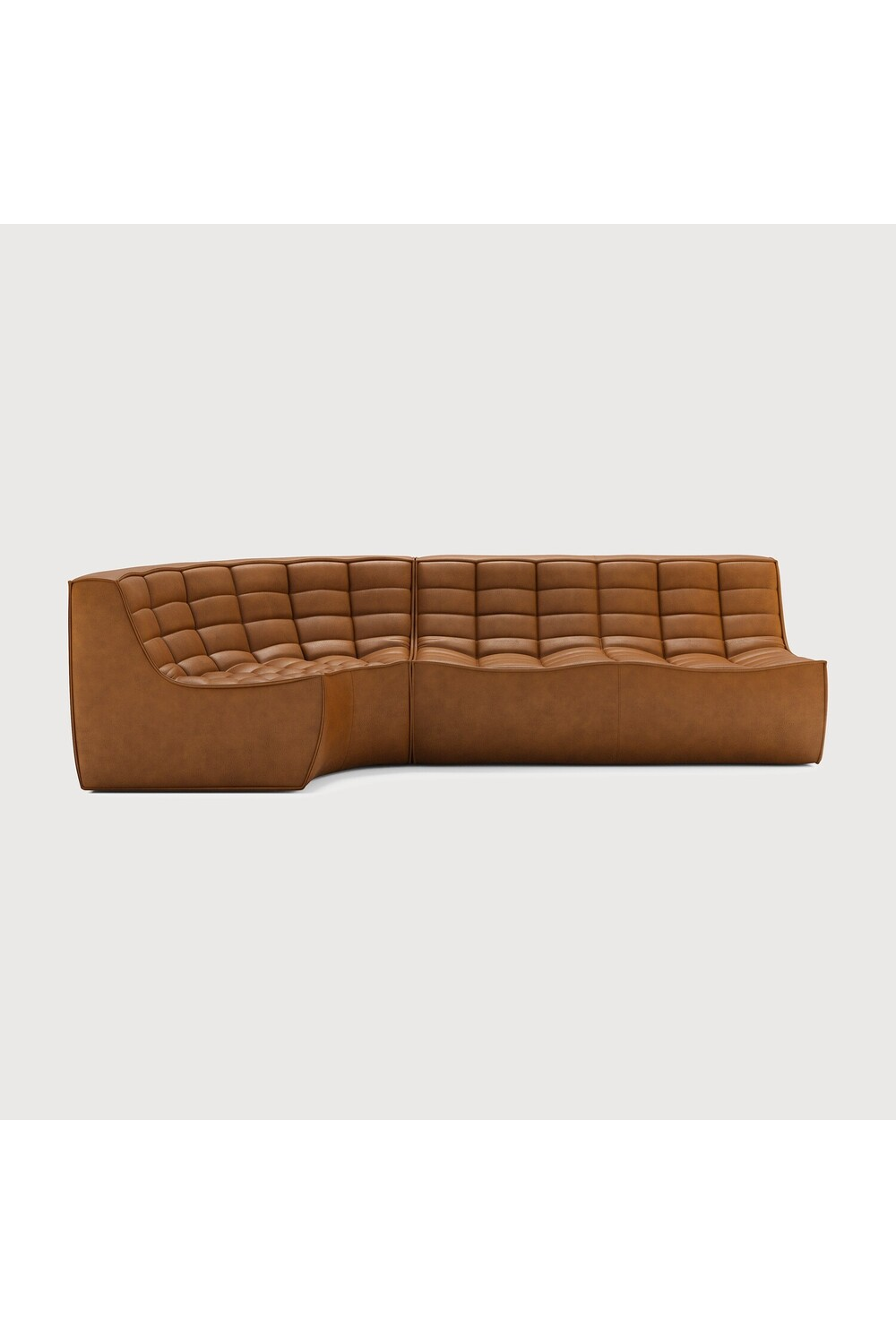   Brown Leather 2-Seater Modular Sofa | Oroa.com
