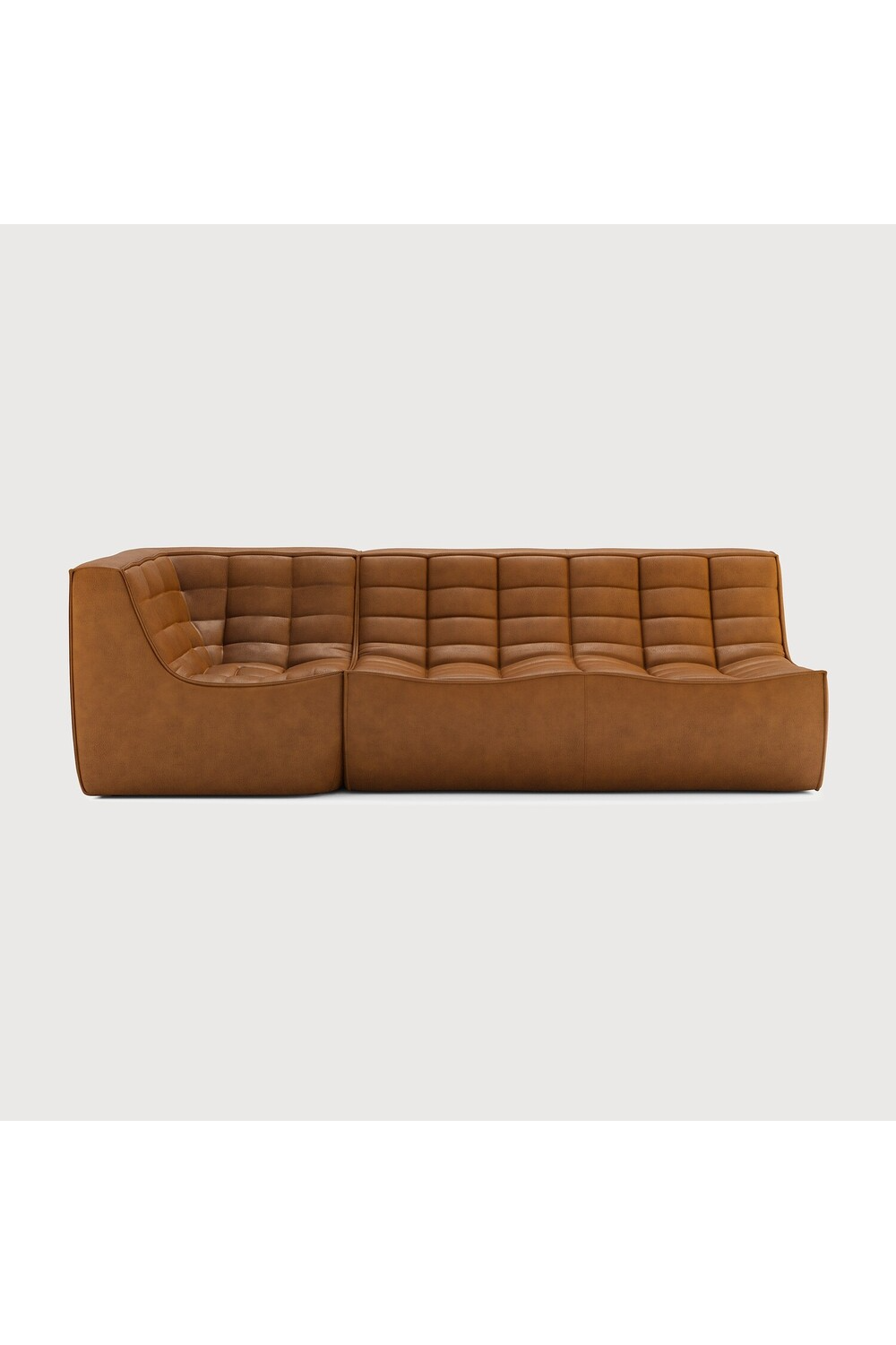   Brown Leather 2-Seater Modular Sofa | Oroa.com