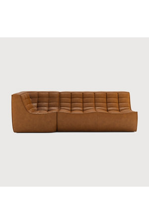   Brown Leather 2-Seater Modular Sofa | Oroa.com