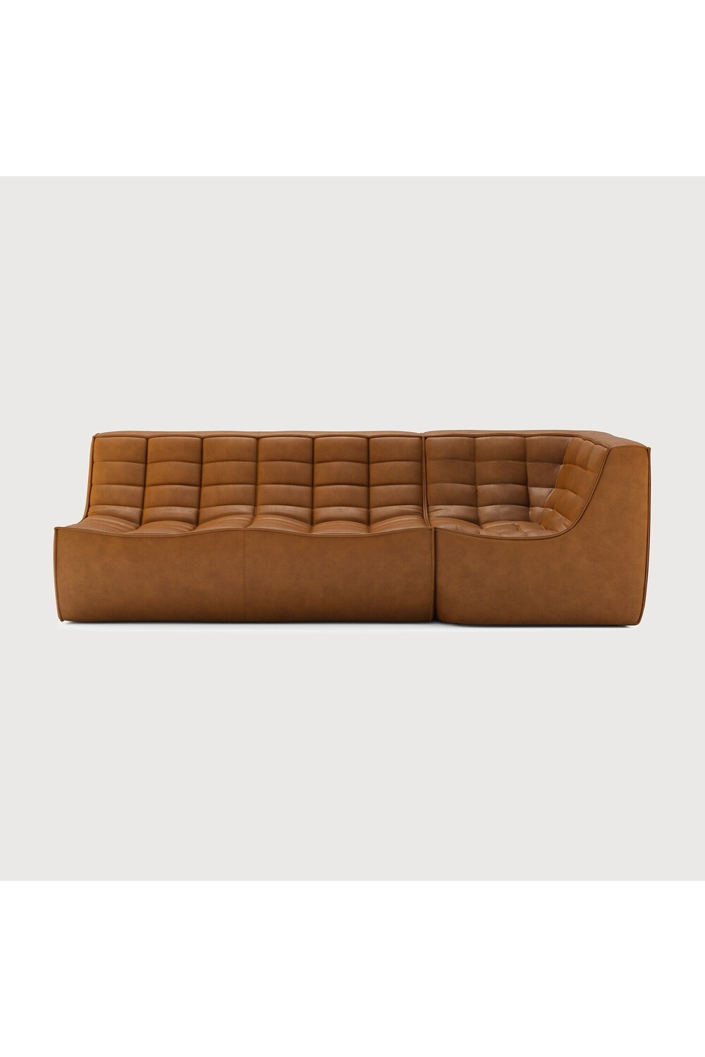   Brown Leather 2-Seater Modular Sofa | Oroa.com