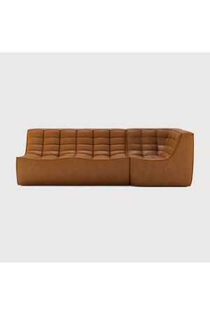   Brown Leather 2-Seater Modular Sofa | Oroa.com