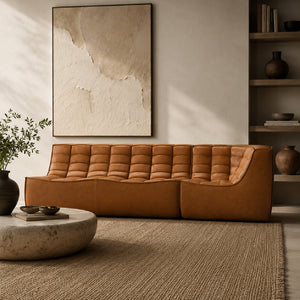   Brown Leather 2-Seater Modular Sofa | Oroa.com