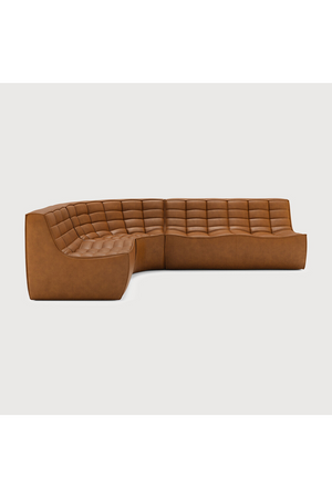   Brown Leather 3-Piece Modular Sofa | Oroa.com