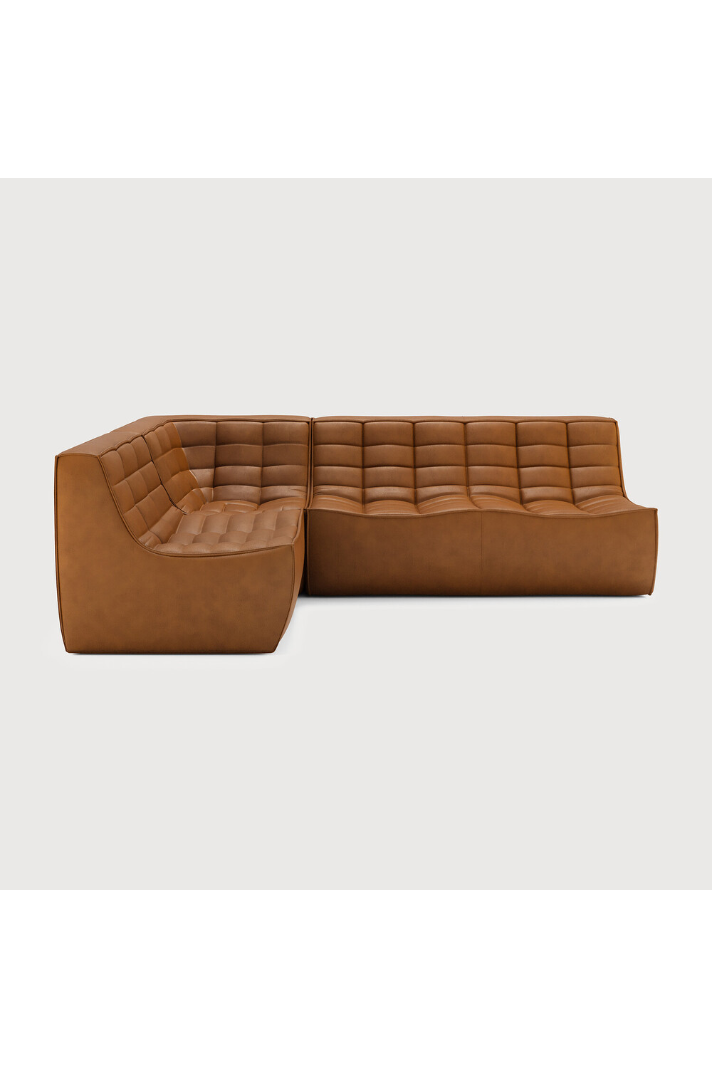   Brown Leather 3-Piece Modular Sofa | Oroa.com