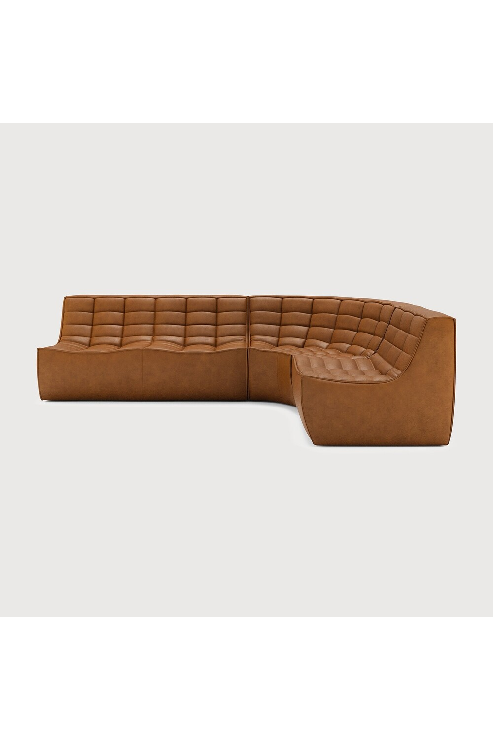  Brown Leather 3-Piece Modular Sofa | Oroa.com